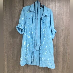 Dialogue Sky Blue Button-Down Shirt Dress